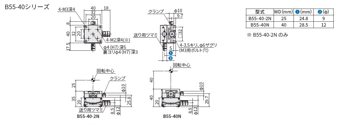 JN310238Eq]○駿河精機 B55-40-2N、手動２軸ゴニオステージ・アリ式